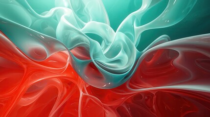 Wall Mural - Abstract Liquid Background - Red and Teal Swirls