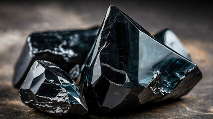 Raw obsidian shard with plain background