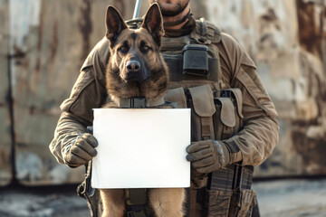 Wall Mural - man with shepherd dog