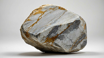 Single marble rock with plain white background