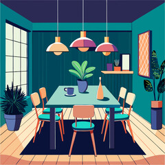 Wall Mural - dining-room-with-statement-lighting