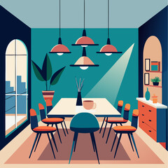 Wall Mural - dining-room-with-statement-lighting