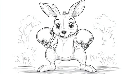 Poster - A cartoon kangaroo wearing boxing gloves stands in a fighting stance.