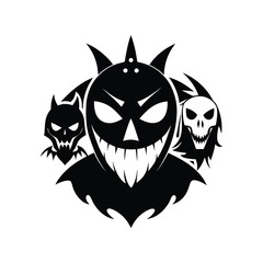 Wall Mural - Halloween Masks vector, silhouette, logo design black and white 