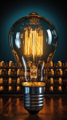 Wall Mural - light bulb on black background