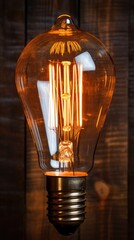 Wall Mural - light bulb on a wooden wall