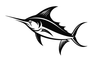 stylized marlin logo isolated white backgroun I.eps