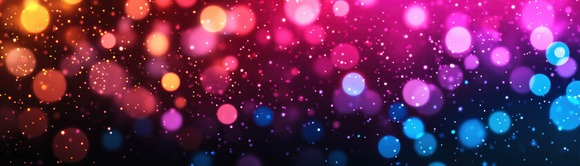 Poster - Vibrant bokeh lights in various colors creating a festive, celebratory atmosphere. Perfect background for events, holidays, parties, and creative projects.