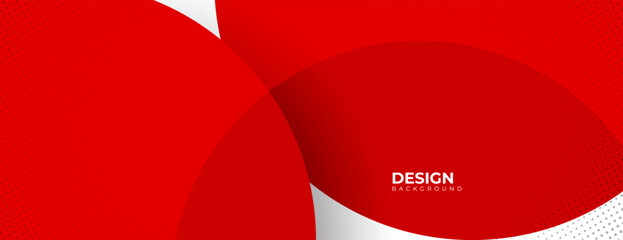 Wall Mural - red banner background with circles and dots. business corporate design