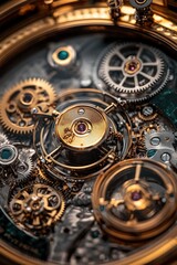 Aufkleber - Skeleton watch movement showing intricate gears and mechanical parts
