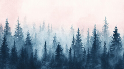 Poster - Misty Pine Forest.