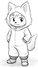 Sticker - Cute Cartoon Animal Character Wearing Winter Clothing