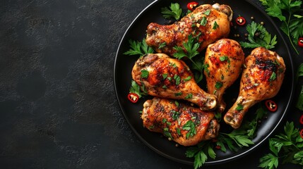 Wall Mural - Baked chicken with parsley and garlic