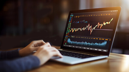 Stock market analysis view for business on a laptop on the table