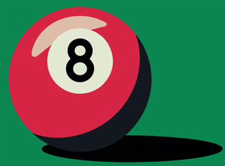 Snooker ball with number eight, game and entertainment concept.