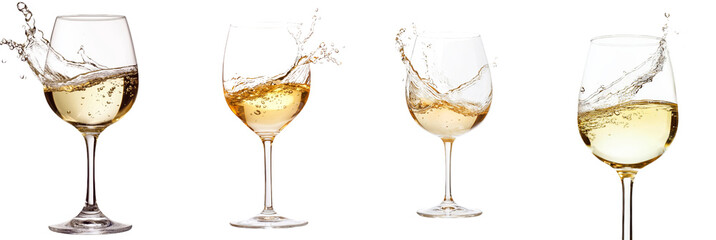 Sticker - An isolated white background shows white wine in a glass with a splash