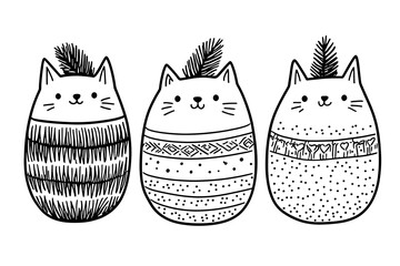 Sticker - Three Cute Cats Wearing Knitted Sweaters