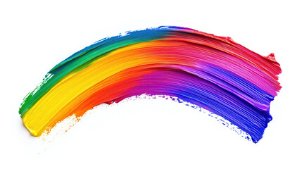 Wall Mural - one single rainbow gradient abstract smear smudge brush stroke isolated on white background