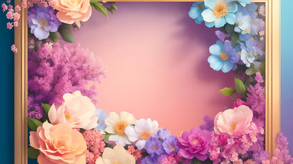 High quality flowers frame with gradient color illustration background design.