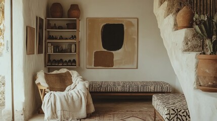 Wall Mural - A living room with a couch and a chair