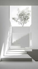 Canvas Print - Minimalist Modern Architecture with Tree Growing Through the Roof