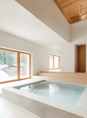 Sticker - Modern Minimalist Home Interior Design With Indoor Pool