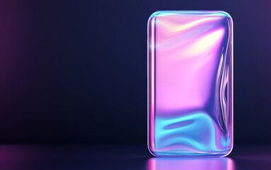 Glassmorphism smartphone screen, neon highlights, modern UI, 3D illustration