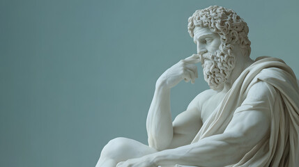 Greek sculpture of a historical philosopher, greek art cultur, concept for stoicism, head bust of a stoic man