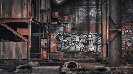 Wall Mural - Grunge rusty metal industrial background