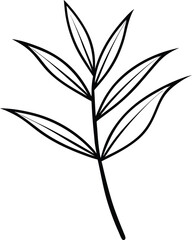 Wall Mural - Bamboo leaf line art icon, vector illustration on black and white. 