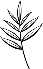 Wall Mural - Bamboo leaf line art icon, vector illustration on black and white. 