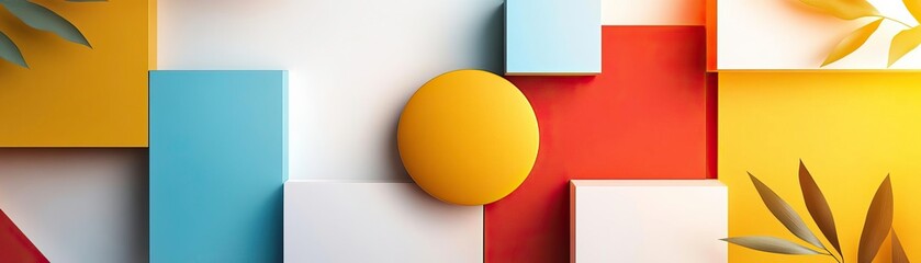 Wall Mural - modern abstract design featuring geometric shapes in vibrant colors and minimalist aesthetics for cr