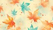 © luck - watercolor Autumn leaves seamless pattern for vibrant fall decor