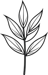 Wall Mural - Bamboo leaf line art icon, vector illustration on black and white. 