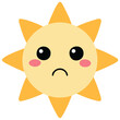 © Pornphan - Cute suns, Sunshine emoji sad with a frown and blushing cheeks