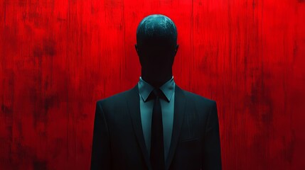 Sticker - A man in a suit is standing in front of a red wall