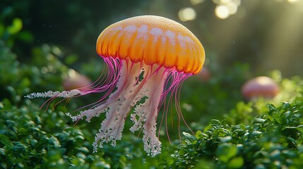 Wall Mural - there is a jellyfish that is floating in the water