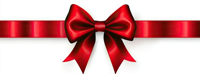 Elegant red bow on a ribbon, perfect for festive decorations and gifts, adding a touch of charm to any occasion.