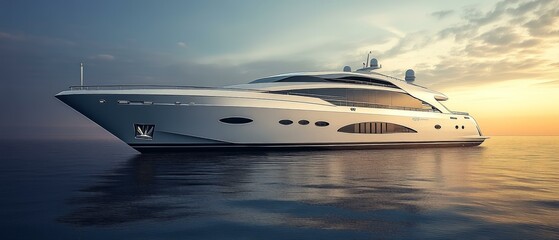 Wall Mural - Luxury Yacht at Sunset | Aesthetically Designed Superyacht