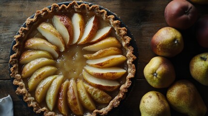 Wall Mural - Decadent pear tart with buttery crust.