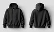 © Onchira - black hoodie mockup zip up hoodie mockup front and back on white background template
