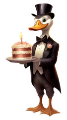 Sticker - PNG A happy cartoon goose cake dessert food.