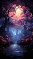 Wall Mural - Mystical forest with a river