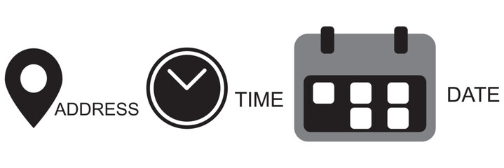 Wall Mural - date, time, address or place icons symbol
