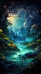 Canvas Print - Mystical forest stream