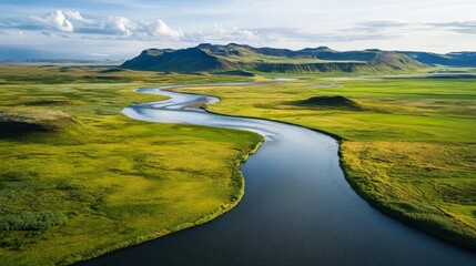 Wall Mural - Rivers and hills of Iceland