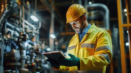 Wall Mural - Engineer is inspecting machines in the factory