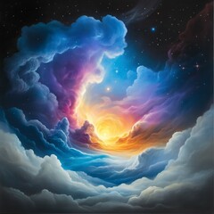 Wall Mural - Abstract Sky Cloudscape with Stars  Night  Sunrise  Galaxy  Nature