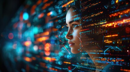 Woman software developer working on advanced technology