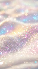 Wall Mural - pastel rainbow sparkles on white sand - dreamy abstract texture for design.